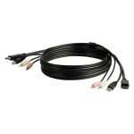 Imagen del cable conmutador KVM USB DisplayPort de StarTech.com con 4 en 1, audio y micrófono, y 6 pies de longitud. SKU: DP4N1USB6