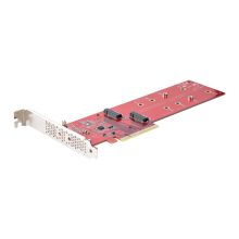StarTech.com Tarjeta PCIe Adaptadora para 2 SSDs M.2, compatible con PCI Express x8 o x16, NVMe Doble o SSDs M.2 AHCI, PCIe 4.0, 7.8Gbps, SKU DUAL-M2-PCIE-CARD-B