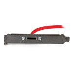 Imagen del cabezal bracket de StarTech.com con un puerto SATA a eSATA y cable de 45cm para placa base, SKU ESATAPLT18IN