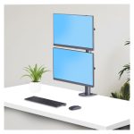 StarTech.com soporte de sobremesa para dos monitores apilados verticalmente de 49 pulgadas, capacidad de carga de 32kg, de mordaza en C, SKU H2MPV-MONITOR-MOUNT