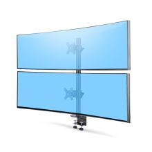 StarTech.com soporte de sobremesa para dos monitores apilados verticalmente de 49 pulgadas, capacidad de carga de 32kg, de mordaza en C, SKU H2MPV-MONITOR-MOUNT