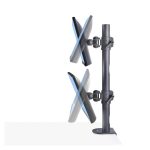 StarTech.com soporte de sobremesa para dos monitores apilados verticalmente de 49 pulgadas, capacidad de carga de 32kg, de mordaza en C, SKU H2MPV-MONITOR-MOUNT