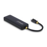 Imagen del StarTech.com Hub USB-C de 4 Puertos, modelo H5C4A-USB-HUB, que ofrece 4 puertos USB-A, es alimentado por el bus y posee protección de sobrecorriente. Ideal para viajes.