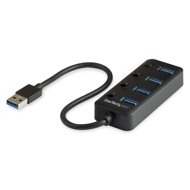 StarTech.com Hub Ladrón USB 3.0 4 Puertos - USB-A a USB 3.0 Tipo A con Interruptores Individuales de Encendido/Apagado - USB 3.2 Gen 1 SuperSpeed 5Gbps - Alimentado por el Bus USB - Portátil - Cable de 25cm 4 StarTech.com Hub Ladrón USB 3.0 de fácil uso e instalación