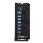 StarTech.com Hub Concentrador Ladrón USB de 7 Puertos con Adaptador de Corriente, Protección ESD, SKU HB30A7AME, USB 3.2 Gen 1, 5Gbps, Industrial, de Pared, Carril DIN o Mesa