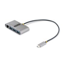 StarTech.com Adaptador USB-C con Ethernet, 3 Puertos USB-A de 5Gbps, modelo HB30C3A1GEA2. Incluye cable de 30cm y es alimentado por el bus.