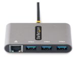 StarTech.com Adaptador USB-C con Ethernet, 3 Puertos USB-A de 5Gbps, modelo HB30C3A1GEA2. Incluye cable de 30cm y es alimentado por el bus.