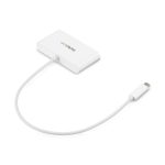 Imagen del concentrador USB 3.0 de StarTech, modelo HB30C3A1GEA, con 3 puertos, USB-C, y Ethernet Gigabit, en color blanco