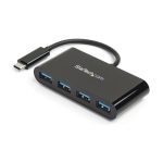 StarTech.com Hub Concentrador USB 3.0 de 4 Puertos, 5Gbps, Ladrón USB-C a 4x USB A, Alimentado por el Bus. SKU: HB30C4AB