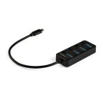 StarTech.com Hub Ladrón USB C de 4 Puertos - Concentrador USB Tipo C a 4 Puertos USB A con Interruptores Individuales de Encendido/Apagado, USB 3.2 Gen 1 SuperSpeed de 5Gbps, SKU HB30C4AIB