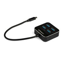 StarTech.com Hub USB C de 4 Puertos, USB 3.2 Gen 2 de 10Gbps, SKU: HB31C4AB, compacto de aluminio, ideal para portátiles