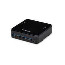 Imagen del Switch Conmutador USB 3.0 de StarTech.com con 5Gbps y 4x4 puertos para compartir dispositivos periféricos. SKU: HBS304A24A.