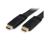 StarTech.com cable HDMI de alta velocidad con Ethernet de 5 metros, plano, con dos conectores HDMI macho. Ultra HD 4k x 2k, color negro. SKU: HDMM5MFL