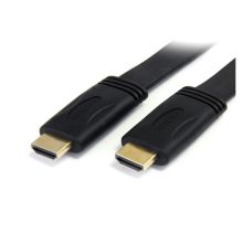 StarTech.com cable HDMI de alta velocidad con Ethernet de 5 metros, plano, con dos conectores HDMI macho. Ultra HD 4k x 2k, color negro. SKU: HDMM5MFL