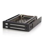 StarTech.com Rack Móvil sin bandeja para 2 discos duros HDD SATA de 2,5 pulgadas compatible con bahía de 3,5 pulgadas. SKU: HSB220SAT25B.