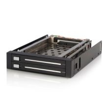 StarTech.com Rack Móvil sin bandeja para 2 discos duros HDD SATA de 2,5 pulgadas compatible con bahía de 3,5 pulgadas. SKU: HSB220SAT25B.