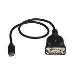StarTech.com adaptador cable de 40cm USB-C a serie, cable conversor USB tipo C a serie DB9 RS232, cable USBC serial para PLCs, escáneres, impresoras, SKU ICUSB232C