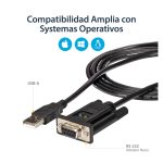 StarTech.com Cable Adaptador de 1 Puerto USB a Módem Nulo Null DB9 RS232 Serie DCE con chipset FTDI, SKU ICUSB232FTN