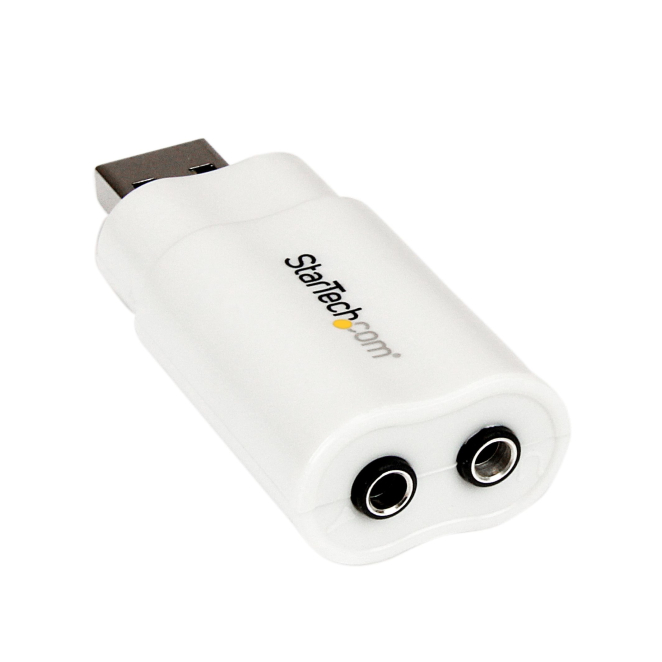 StarTech.com Tarjeta de Sonido Estéreo USB Externa Adaptador Conversor - Blanco 2 StarTech.com Tarjeta de Sonido Estéreo USB Externa Adaptador Conversor - Blanco en uso