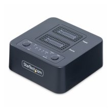 Dock clonador autónomo de StarTech.com para unidades SSD NVMe M.2 con velocidad de 90GBpm, dos bahías y conectividad USB-C 3.2 de 20Gbps, incluye cables USB-C y USB-A. SKU: M2-HDD-DUPLICATOR-N1.