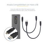 StarTech.com Caja Externa de Aluminio USB-C con velocidad de 10Gbps para NVMe M.2 o SSD M.2 SATA, sin necesidad de herramientas, compatible con NGFF PCIe/SATA, incluye cables USB Tipo C y USB-A, adecuada para tamaños 2230, 2242, 2260, 2280. SKU: M2-USB-C-NVME-SATA