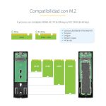 StarTech.com Caja Externa de Aluminio USB-C con velocidad de 10Gbps para NVMe M.2 o SSD M.2 SATA, sin necesidad de herramientas, compatible con NGFF PCIe/SATA, incluye cables USB Tipo C y USB-A, adecuada para tamaños 2230, 2242, 2260, 2280. SKU: M2-USB-C-NVME-SATA