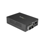 Convertidor de medio StarTech monomodo de 1000 Mbit/s en color negro, modelo MCMGBSCSM10 con longitud de onda de 1310 nm.