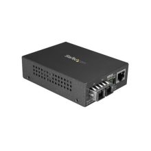 Convertidor de medio StarTech monomodo de 1000 Mbit/s en color negro, modelo MCMGBSCSM10 con longitud de onda de 1310 nm.