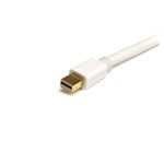 Imagen del cable de 1 metro StarTech.com Mini DisplayPort a Mini DisplayPort en color blanco, ideal para transmisión de vídeo 4K x 2K Ultra HD. SKU: MDPMM1MW