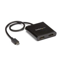 StarTech.com Adaptador USB a HDMI doble con hub MST, USB tipo C, HDMI doble 4K 30Hz, HDR y cable incorporado extra largo. SKU: MSTCDP122HD