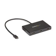 StarTech.com Adaptador Multimonitor de 3 Puertos, divisor Splitter de vídeo USB-C a 3x HDMI, MST USB Tipo C a HDMI, 4K 30Hz o triple 1080p, compatible con TB3. SKU MSTCDP123HD.