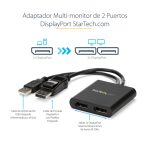 StarTech.com Hub MST de 2 Puertos DisplayPort 1.2, divisor splitter DP para 2 monitores 4K 30Hz, alimentado por USB, SKU MSTDP122DP