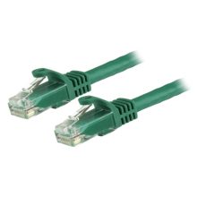 Cable de 1,5m Cat6 Ethernet de StarTech en color verde con conectores RJ45 sin enganches y calibre 24AWG. SKU: N6PATC150CMGN