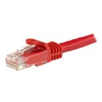 Cable Ethernet StarTech.com de 1,5 metros, categoría Cat6. Color rojo, con conector RJ45 sin enganches, 24AWG. SKU: N6PATC150CMRD.