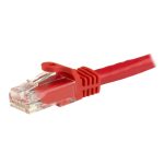 Cable de red de 1 metro rojo, tipo Gigabit Ethernet Cat6 con conector RJ45 sin enganche, modelo N6PATC1MRD de StarTech.com.