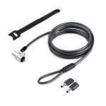 Cable antirrobo de 2 metros en colores negro y plata, modelo StarTech.com NBLWK-LAPTOP-LOCK, diseñado para la seguridad de portátiles.