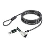 Cable antirrobo de 2 metros en colores negro y plata, modelo StarTech.com NBLWK-LAPTOP-LOCK, diseñado para la seguridad de portátiles.