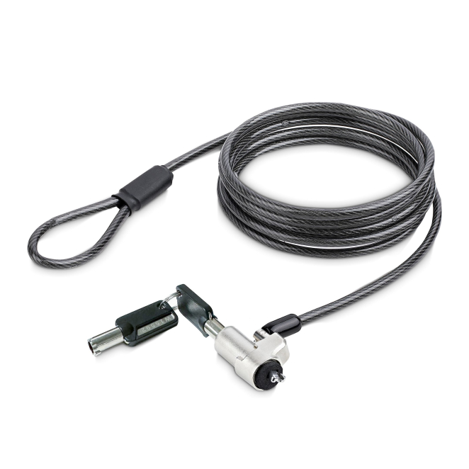 StarTech Cable Antirrobo para Portátiles 2m Negro Plata Cable antirrobo de 2 metros en colores negro y plata, modelo StarTech.com NBLWK-LAPTOP-LOCK, diseñado para la seguridad de portátiles.