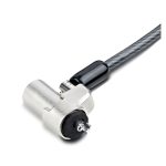 Cable antirrobo de 2 metros en colores negro y plata, modelo StarTech.com NBLWK-LAPTOP-LOCK, diseñado para la seguridad de portátiles.