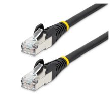 Cable de red Ethernet StarTech.com CAT6a de 0,5 metros en color negro, low smoke zero halogen (LSZH), sin pestillo, capacidad para 10GbE, frecuencia de 500MHz y PoE++ de 100W. SKU: NLBK-50C-CAT6A-PATCH