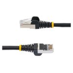 Cable de red Ethernet StarTech.com CAT6a de 0,5 metros en color negro, low smoke zero halogen (LSZH), sin pestillo, capacidad para 10GbE, frecuencia de 500MHz y PoE++ de 100W. SKU: NLBK-50C-CAT6A-PATCH