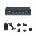 StarTech.com Switch KVM de 4 Puertos DisplayPort para un Monitor, resolución 4K a 60Hz, Hub USB de 6 Puertos, Independiente del Sistema, SKU P4AD122-KVM-SWITCH