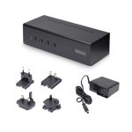 StarTech.com Switch KVM de 4 Puertos con 2 Monitores DisplayPort 4K 60Hz, SKU P4DD46A2-KVM-SWITCH, incluye hub USB de 2 puertos 5Gbps y 2 puertos USB 2.0 HID.