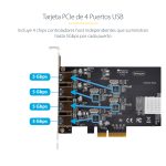 StarTech.com Tarjeta PCI Express con 4 Puertos USB-A, USB 3.2 de 5Gbps, 4 Controladores Independientes, SKU P5Q4A-USB-CARD. Compatible con Windows, macOS y Linux.