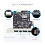 StarTech.com Tarjeta PCI Express con 4 Puertos USB-A, USB 3.2 de 5Gbps, 4 Controladores Independientes, SKU P5Q4A-USB-CARD. Compatible con Windows, macOS y Linux.