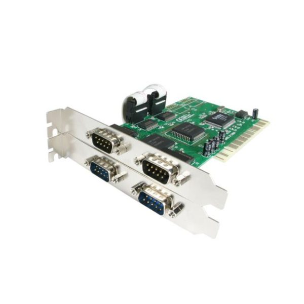 StarTech.com Tarjeta Adaptadora PCI de 4 puertos serie RS232 DB9 UART 16550 con doble voltaje, SKU PCI4S550N
