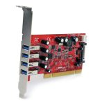 StarTech.com Tarjeta Adaptador PCI USB 3.0 SuperSpeed de 4 puertos con alimentación SATA LP4. Modelo PCIUSB3S4.