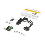 StarTech.com Tarjeta Adaptadora Serie PCIe RS232 de 4 Puertos, PCIe a Serie DB9, UART 16950, compatible con Windows y Linux, SKU: PEX4S953LP