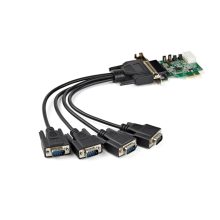 StarTech.com Tarjeta Adaptadora Serie PCIe RS232 de 4 Puertos, PCIe a Serie DB9, UART 16950, compatible con Windows y Linux, SKU: PEX4S953LP