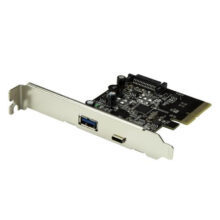 Imagen de la tarjeta PCI Express de StarTech.com con 2 puertos USB 3.1, incluyendo un USB Tipo C y un USB A, SKU PEXUSB311AC2.